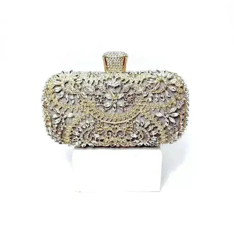 Floral Diamond Clutch Bag - Wedding & Party Minaudière | Femstylo