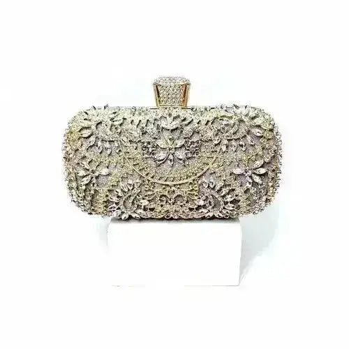 Floral Diamond Clutch Bag - Wedding & Party Minaudière | Femstylo