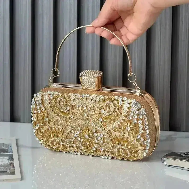 Floral Diamond Clutch Bag - Wedding & Party Minaudière | Femstylo