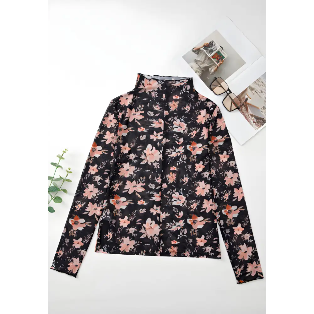 Elevate your style with this luxury floral mock neck blouse for women $13.99 basic style, perfect for layering