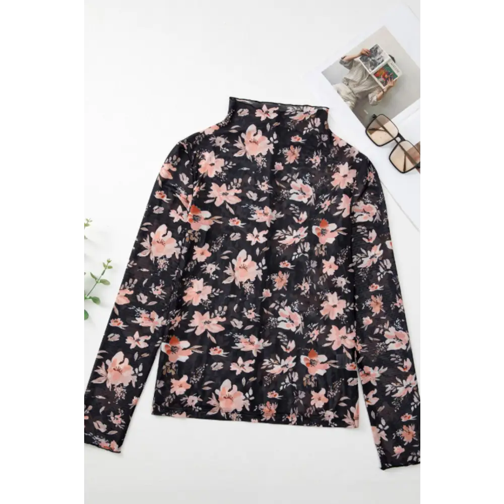 Elevate your style with this luxury floral mock neck blouse for women $13.99 basic style, perfect for layering