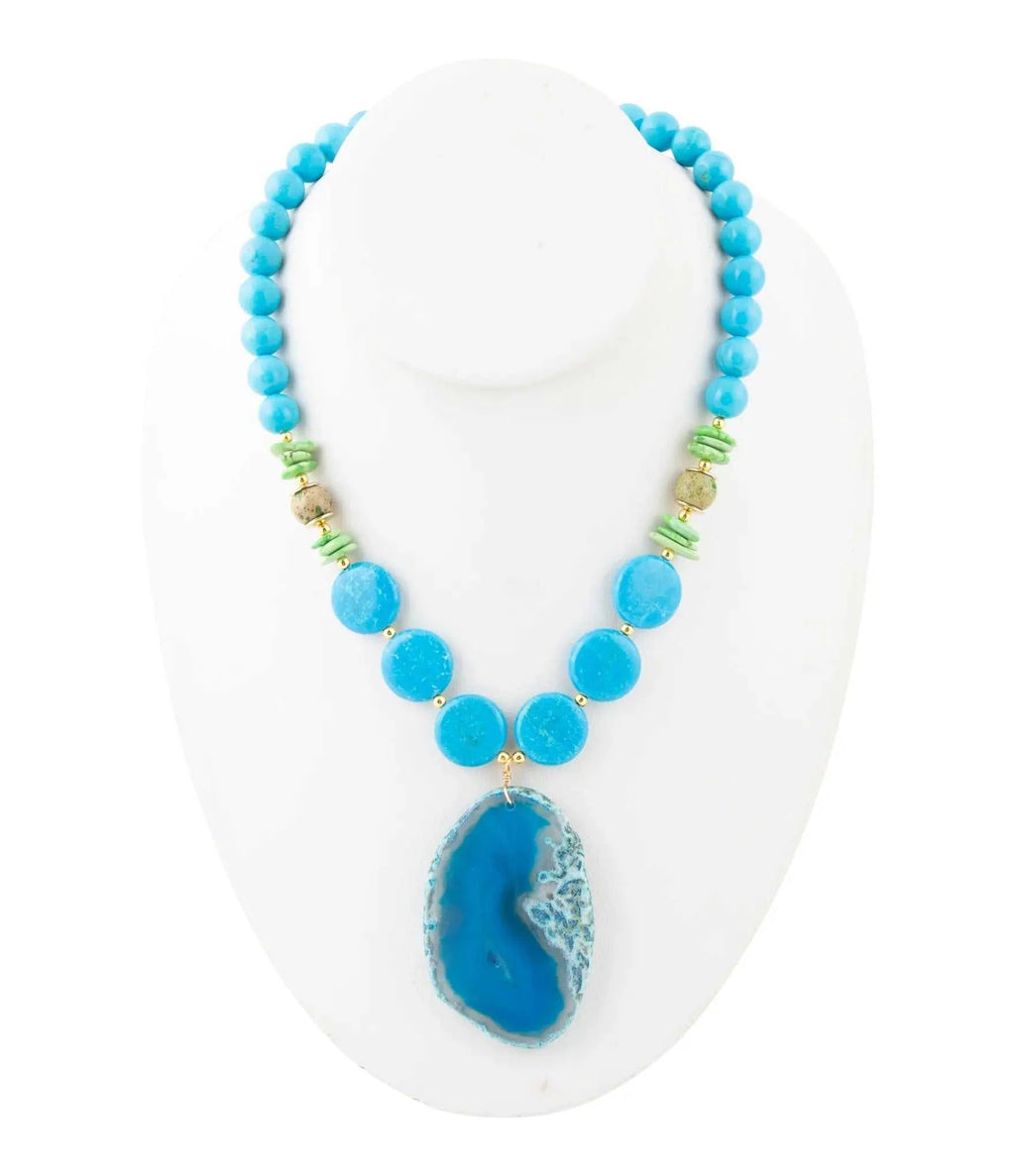 Fresh Twist Lime and Blue Agate Pendant Necklace - Maven Couture IncNecklaces