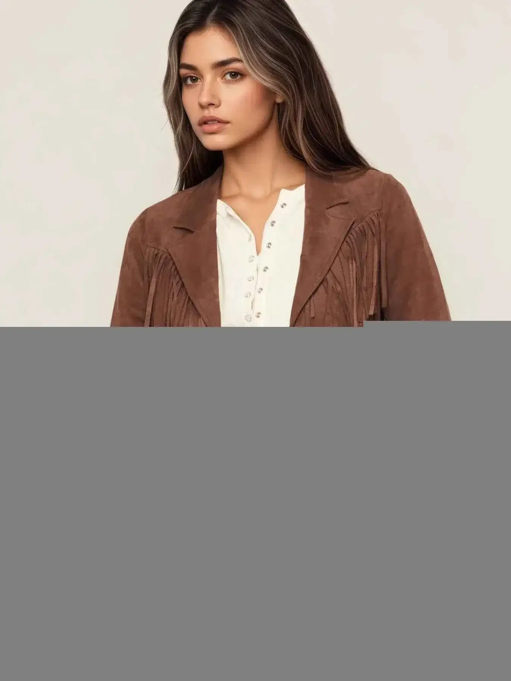 Fringe Lapel Collar Long Sleeve Coat