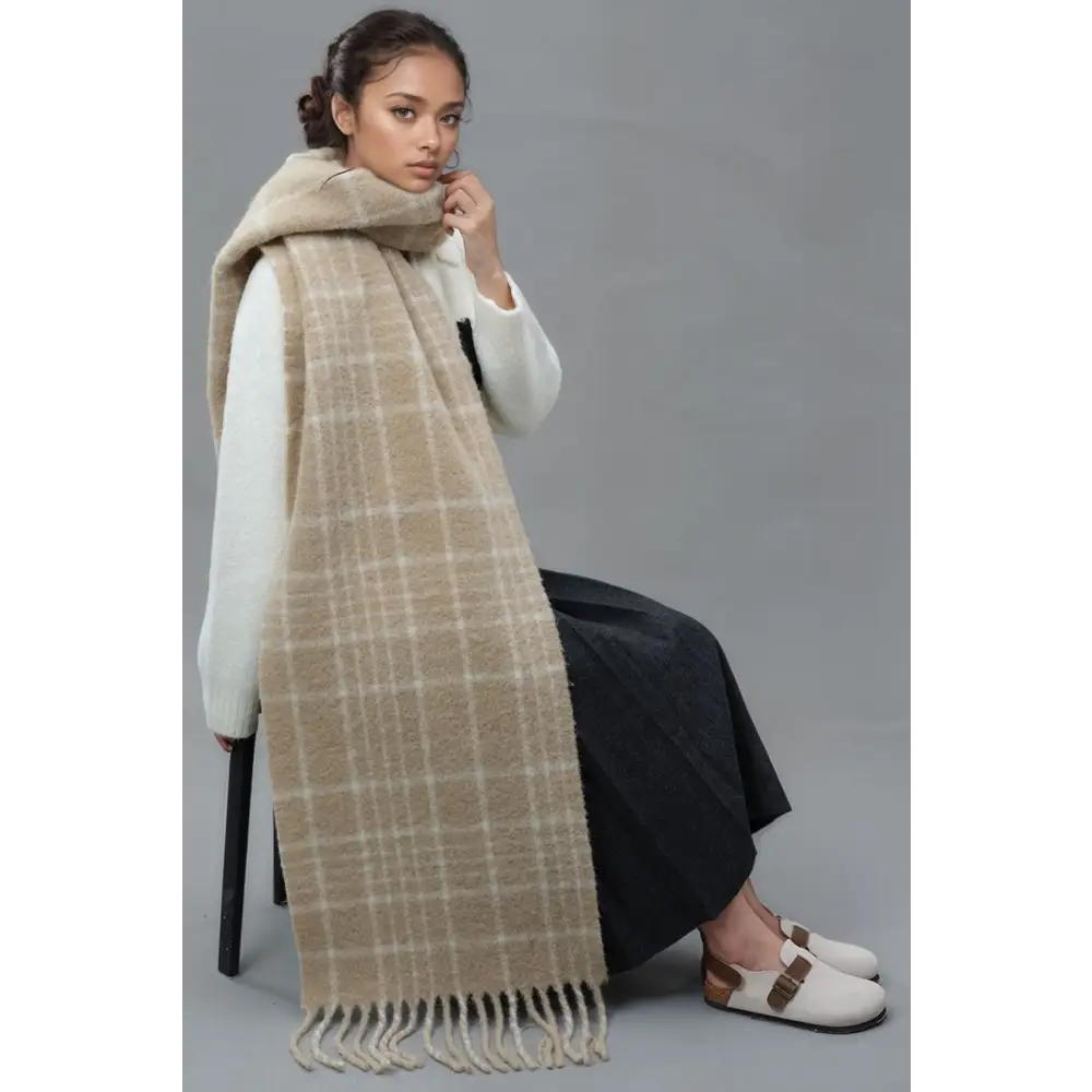 Fringe plaid thermal scarf redefining luxury fashion for women $32.99 1-piece luxurious fur imported from the finest