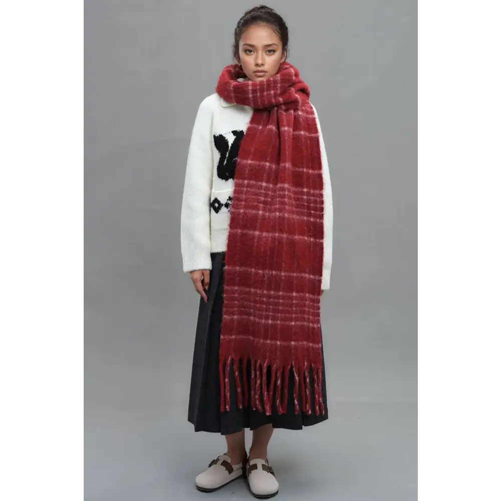 Fringe plaid thermal scarf redefining luxury fashion for women $32.99 1-piece luxurious fur imported from the finest