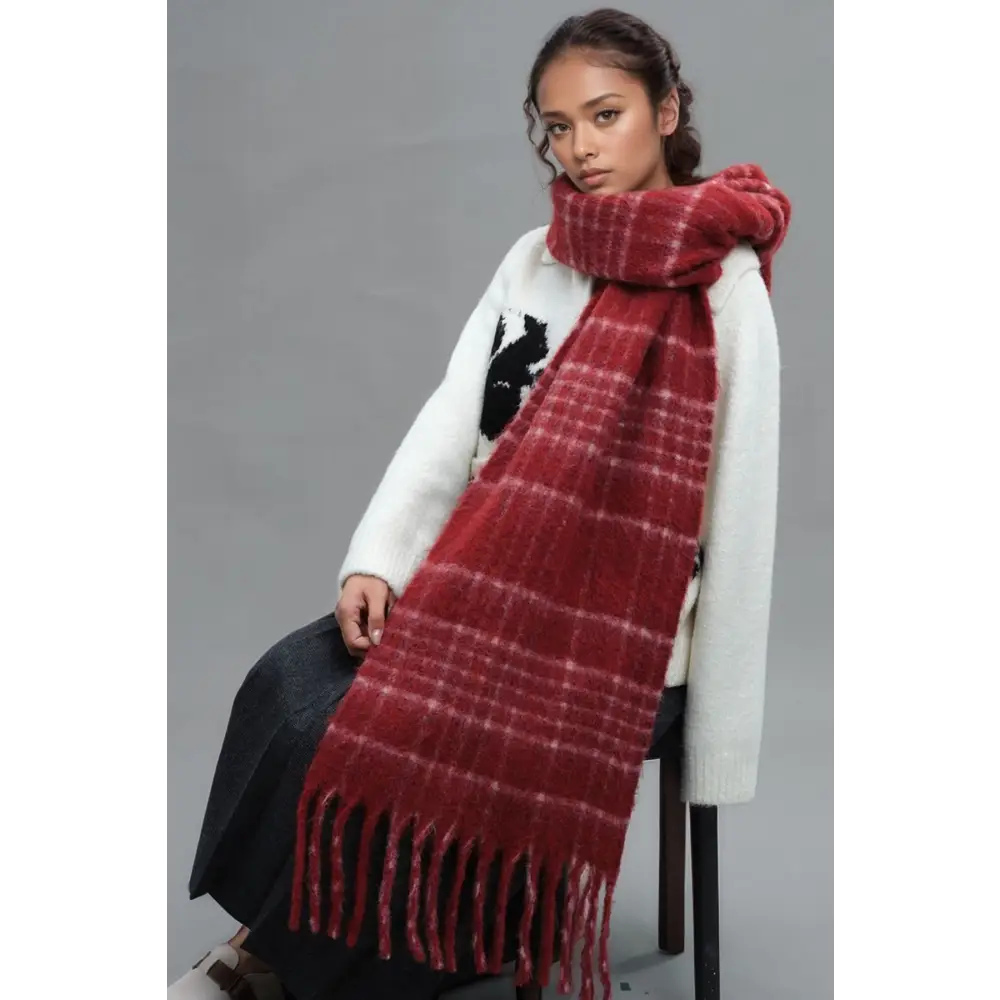 Fringe plaid thermal scarf redefining luxury fashion for women $32.99 1-piece luxurious fur imported from the finest