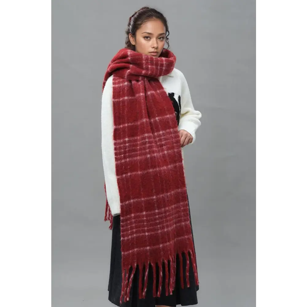 Fringe plaid thermal scarf redefining luxury fashion for women $32.99 1-piece luxurious fur imported from the finest