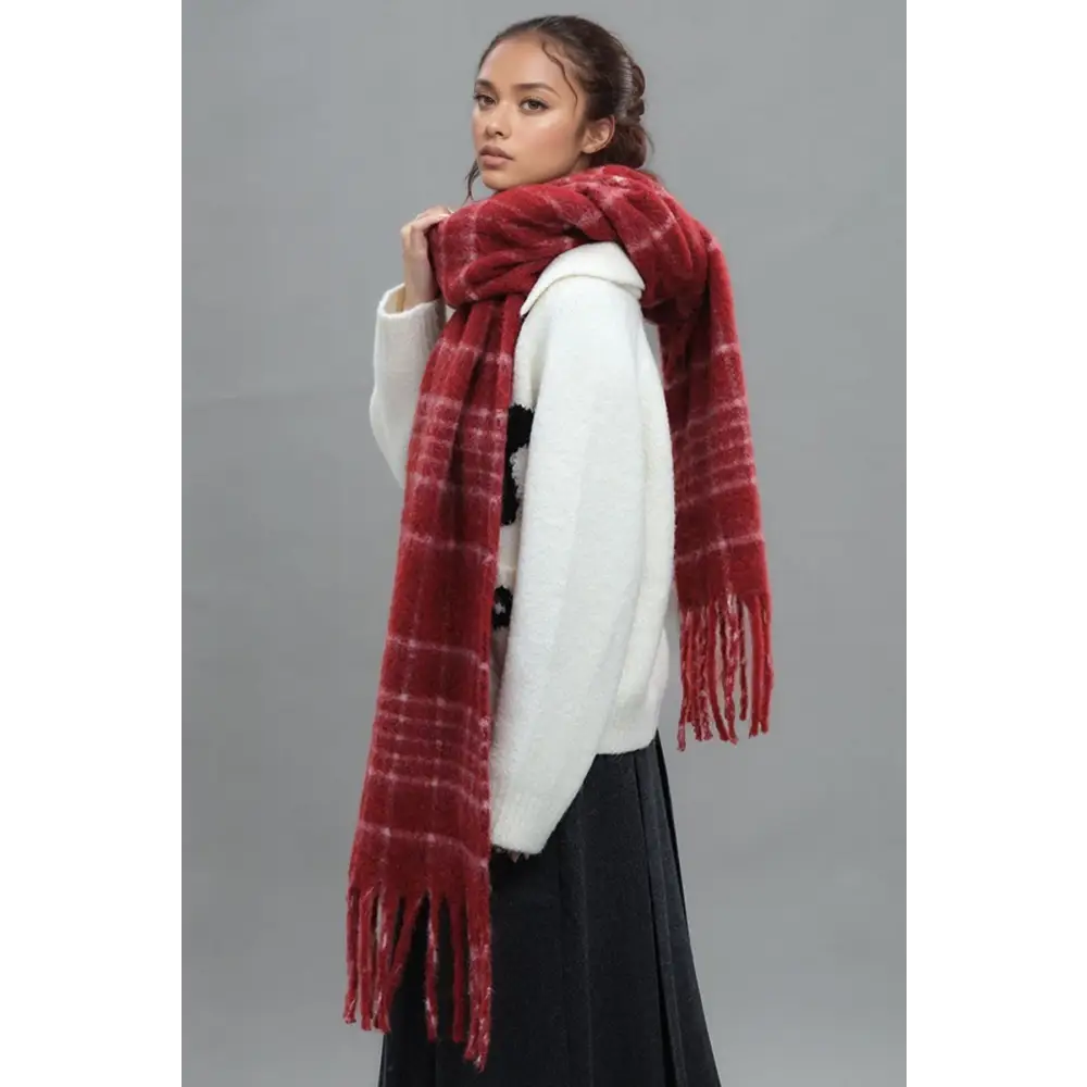 Fringe plaid thermal scarf redefining luxury fashion for women $32.99 1-piece luxurious fur imported from the finest