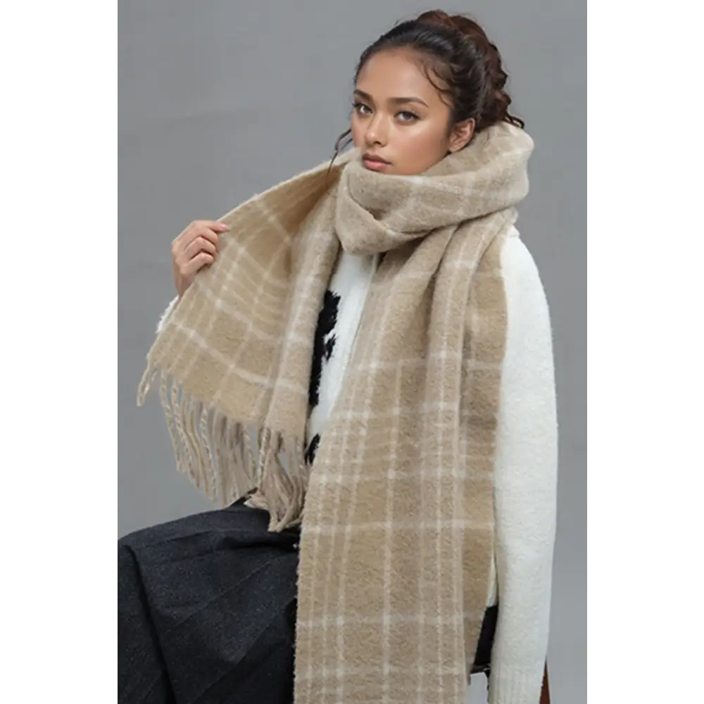 Fringe plaid thermal scarf redefining luxury fashion for women $32.99 1-piece luxurious fur imported from the finest