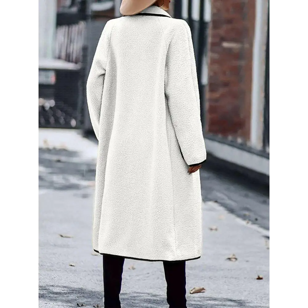 Luxurious contrast trim long sleeve coat for timeless designer clothing $38.22 pocketed for practical luxury normal –