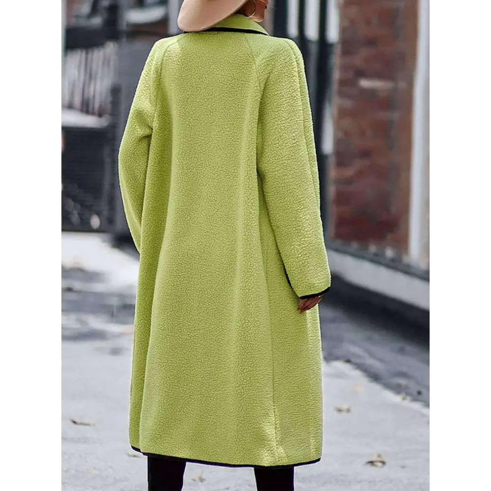 Luxurious contrast trim long sleeve coat for timeless designer clothing $38.22 pocketed for practical luxury normal –