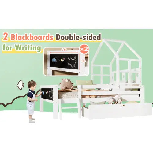 Luxury house bed with storage and blackboard for elegant kid’s rooms $429.99 specification product information item