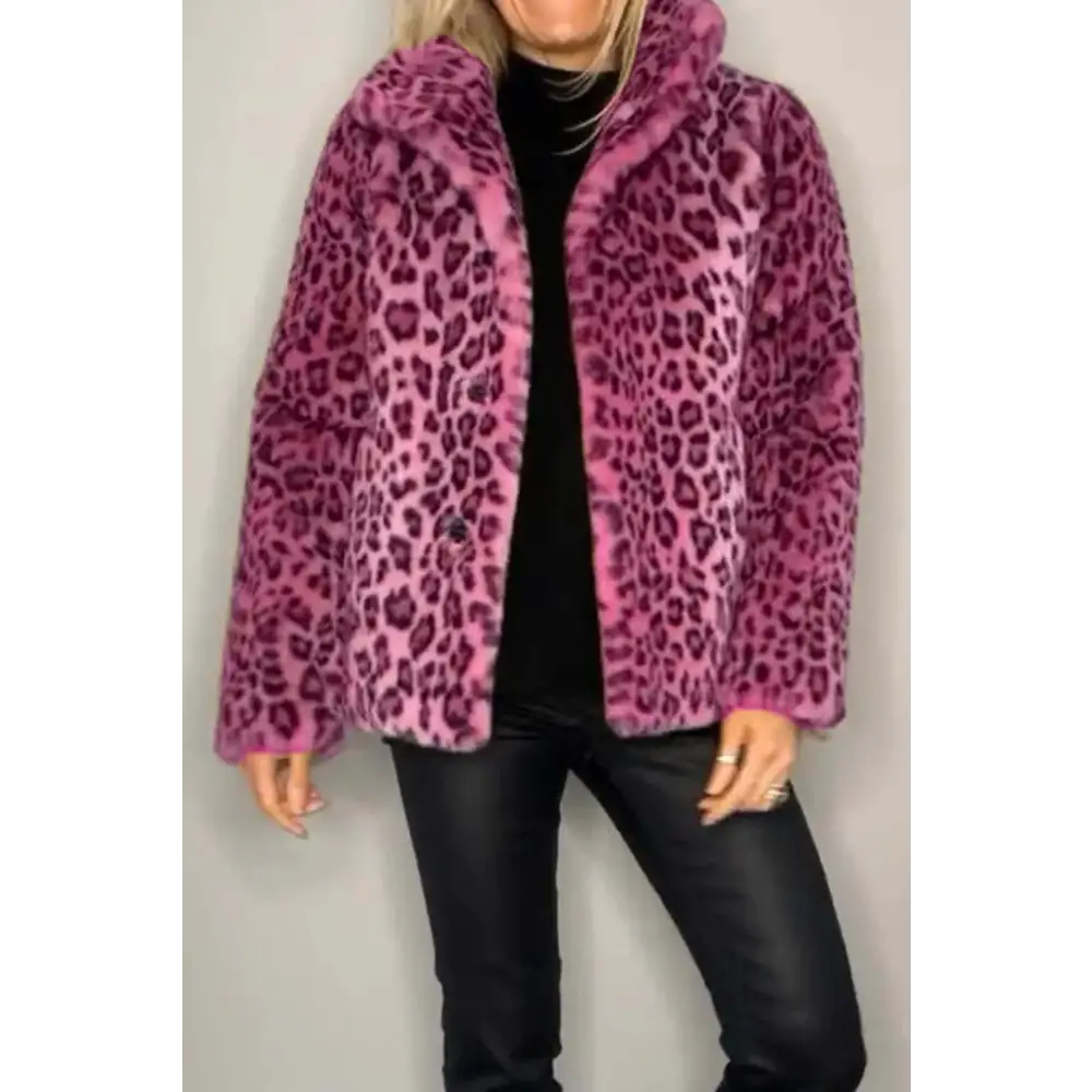 Elevate your wardrobe with the luxe leopard collared coat from maven couture $31.99 basic yet elegant style, perfect