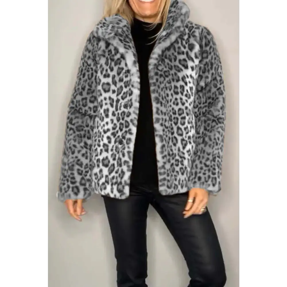 Elevate your wardrobe with the luxe leopard collared coat from maven couture $31.99 basic yet elegant style, perfect