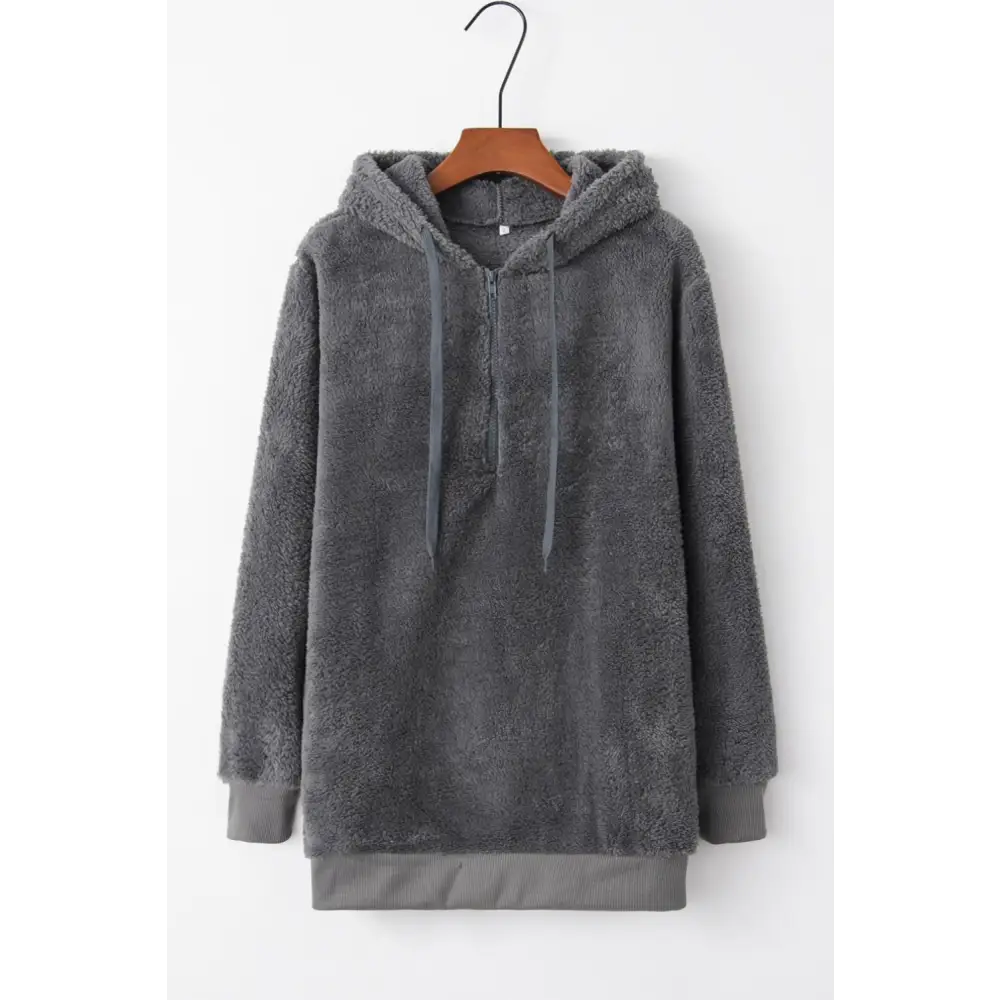 Luxurious comfort with the timeless quarter-zip teddy hoodie for women $15.99 drawstring for an adjustable fit,