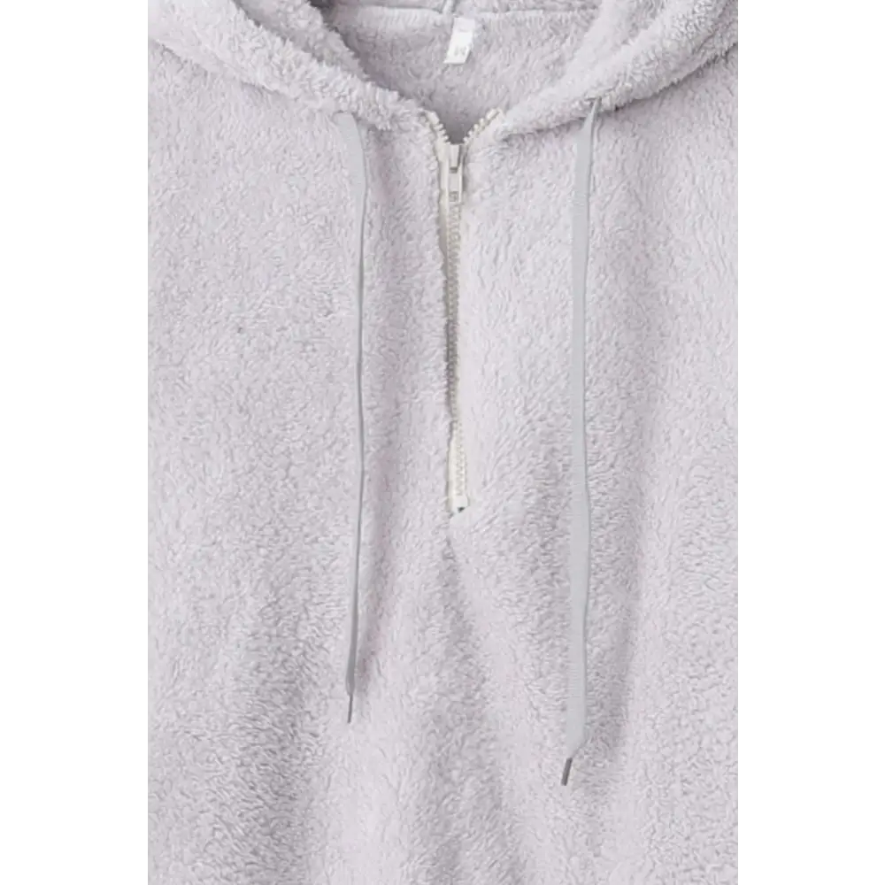 Luxurious comfort with the timeless quarter-zip teddy hoodie for women $15.99 drawstring for an adjustable fit,