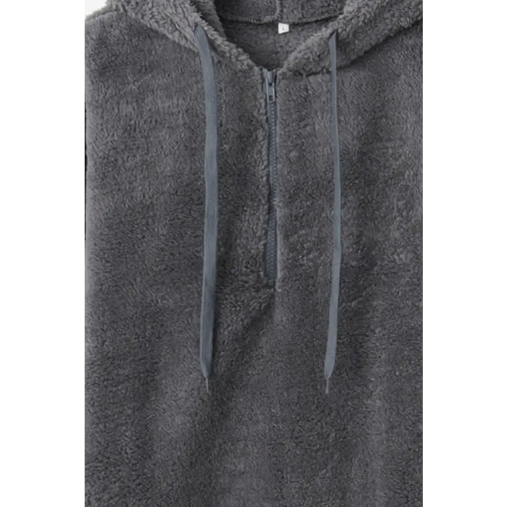 Luxurious comfort with the timeless quarter-zip teddy hoodie for women $15.99 drawstring for an adjustable fit,