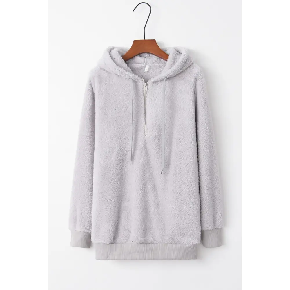 Luxurious comfort with the timeless quarter-zip teddy hoodie for women $15.99 drawstring for an adjustable fit,