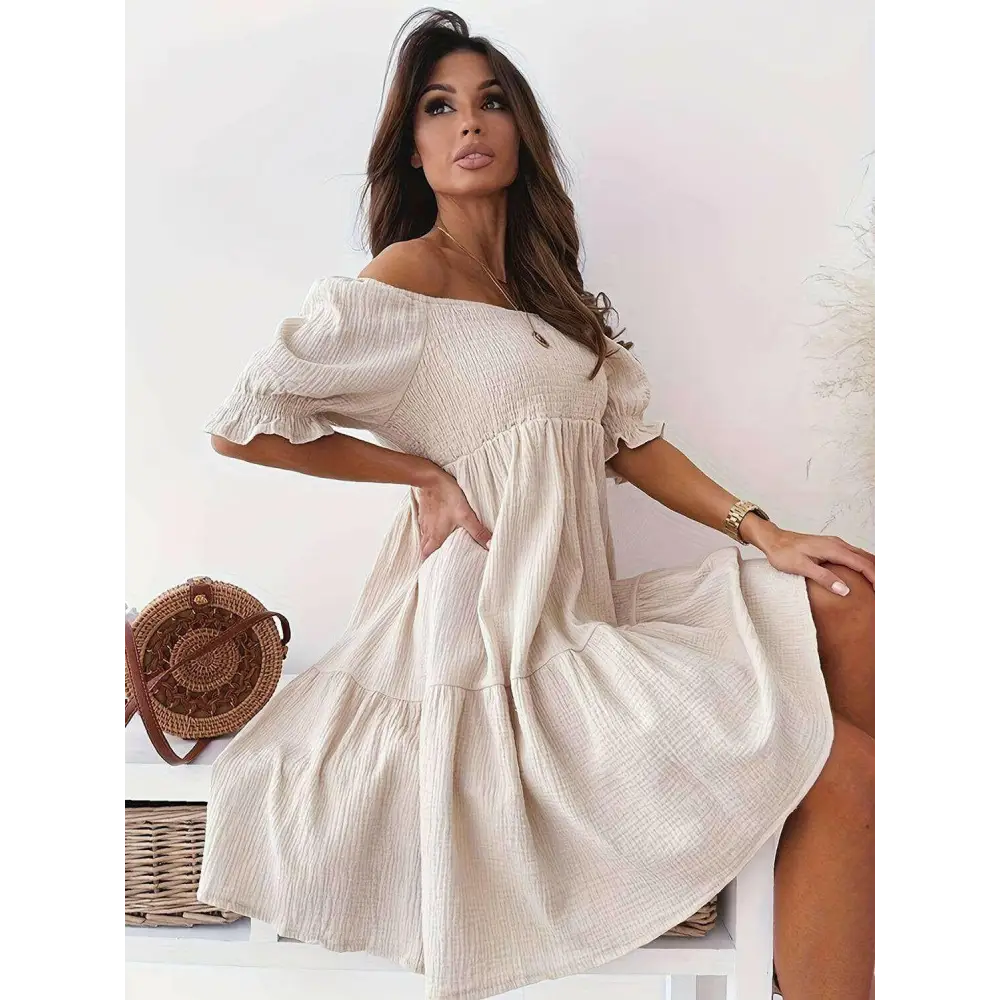 Ruffled off-shoulder dress - a luxury fashion essential for women $24.96 experience the exquisite design