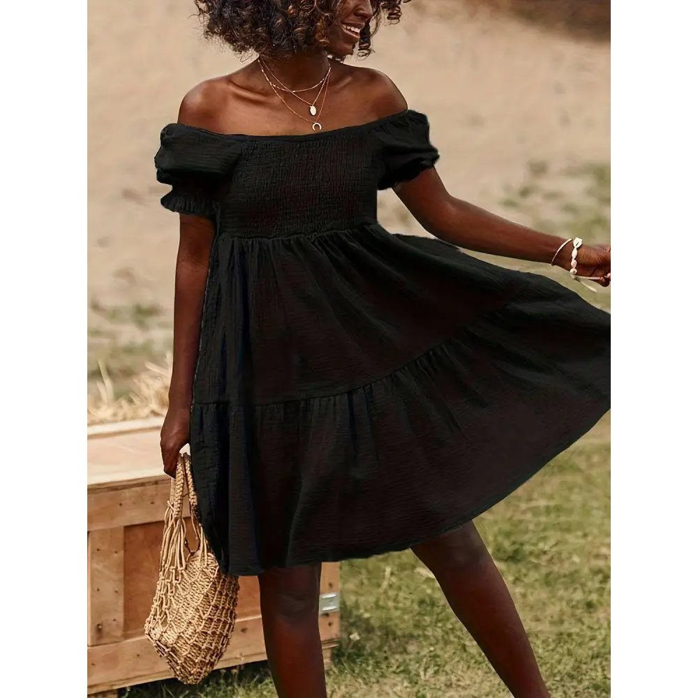 Ruffled off-shoulder dress - a luxury fashion essential for women $24.96 experience the exquisite design