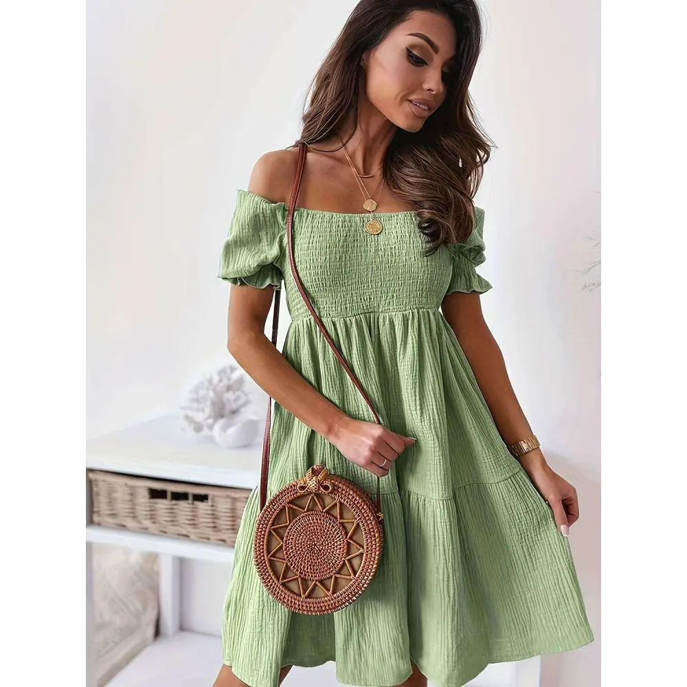 Ruffled off-shoulder dress - a luxury fashion essential for women $24.96 experience the exquisite design