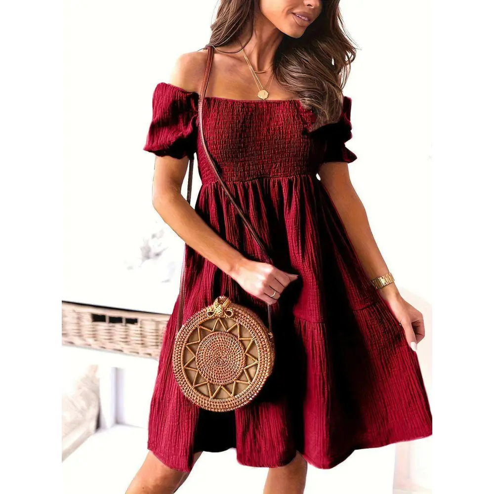 Ruffled off-shoulder dress - a luxury fashion essential for women $24.96 experience the exquisite design