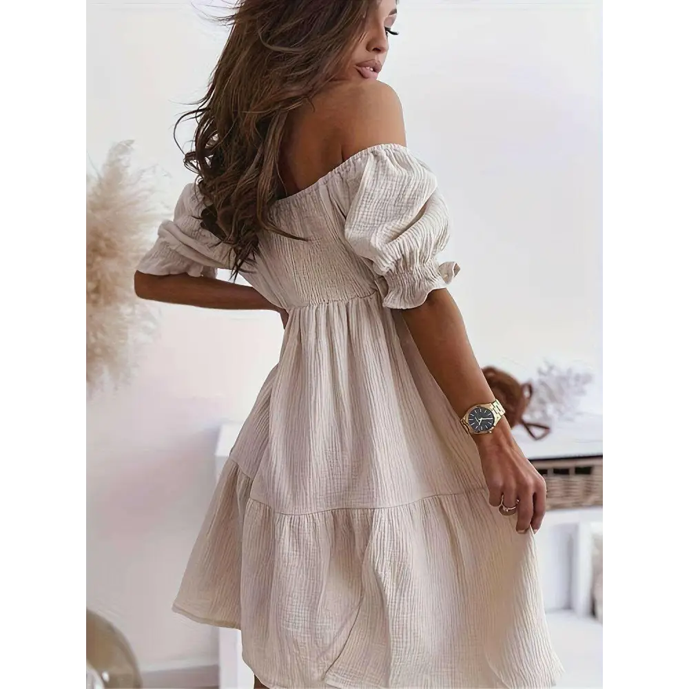 Ruffled off-shoulder dress - a luxury fashion essential for women $24.96 experience the exquisite design