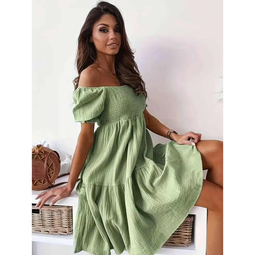 Ruffled off-shoulder dress - a luxury fashion essential for women $24.96 experience the exquisite design