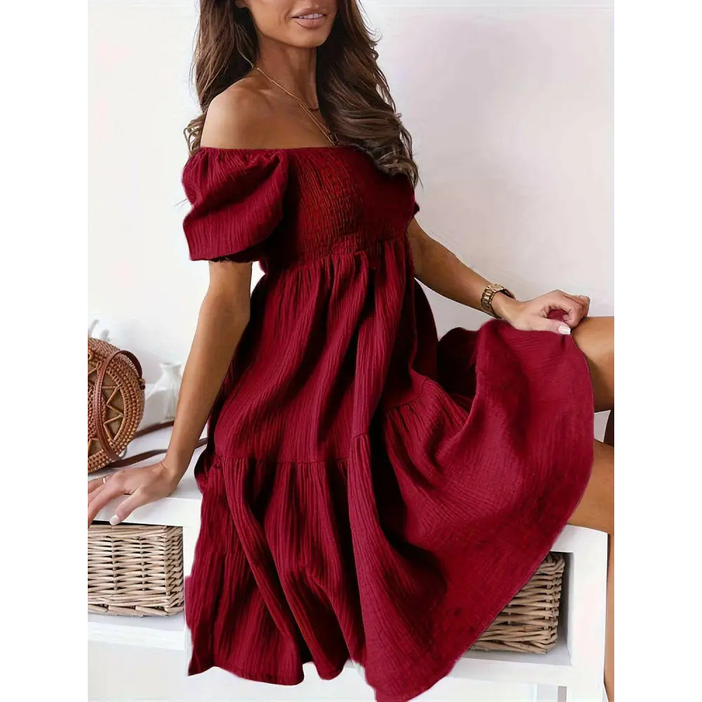 Ruffled off-shoulder dress - a luxury fashion essential for women $24.96 experience the exquisite design