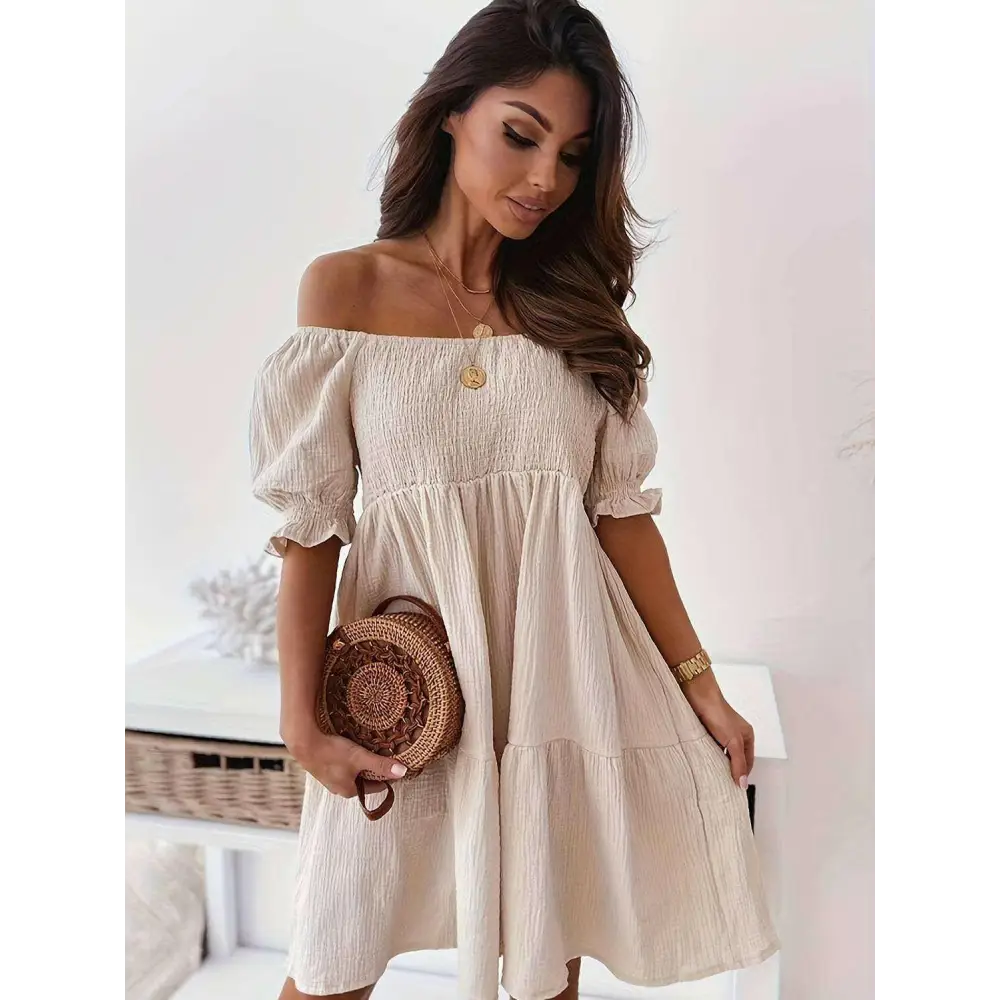 Ruffled off-shoulder dress - a luxury fashion essential for women $24.96 experience the exquisite design