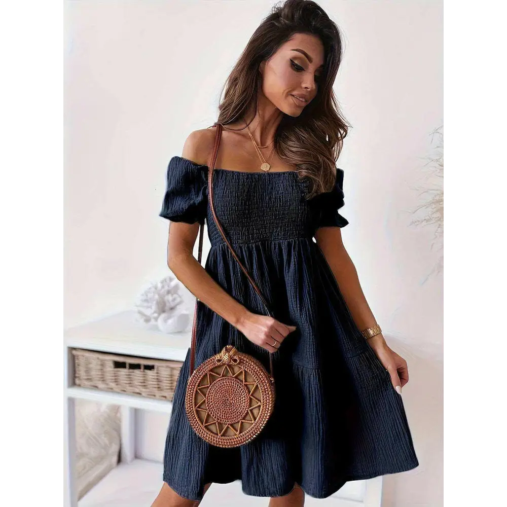 Ruffled off-shoulder dress - a luxury fashion essential for women $24.96 experience the exquisite design