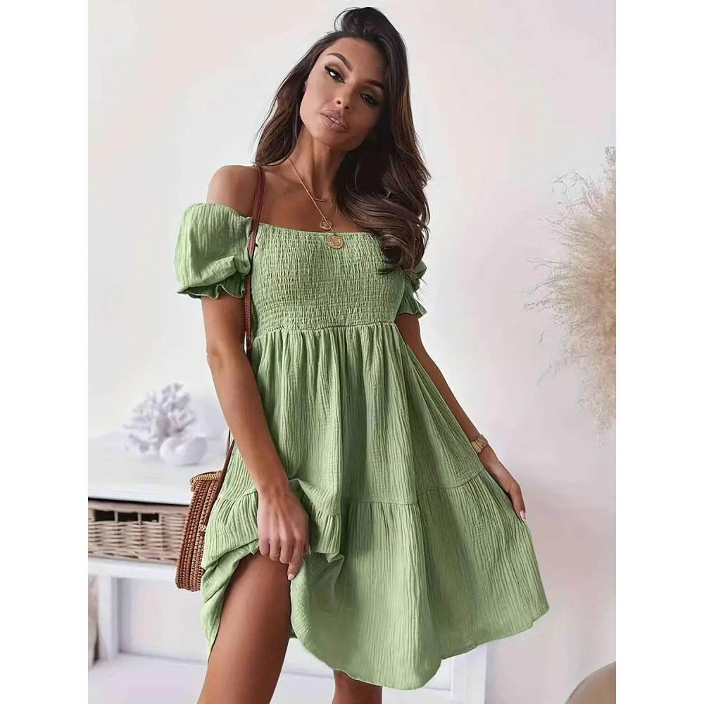 Ruffled off-shoulder dress - a luxury fashion essential for women $24.96 experience the exquisite design