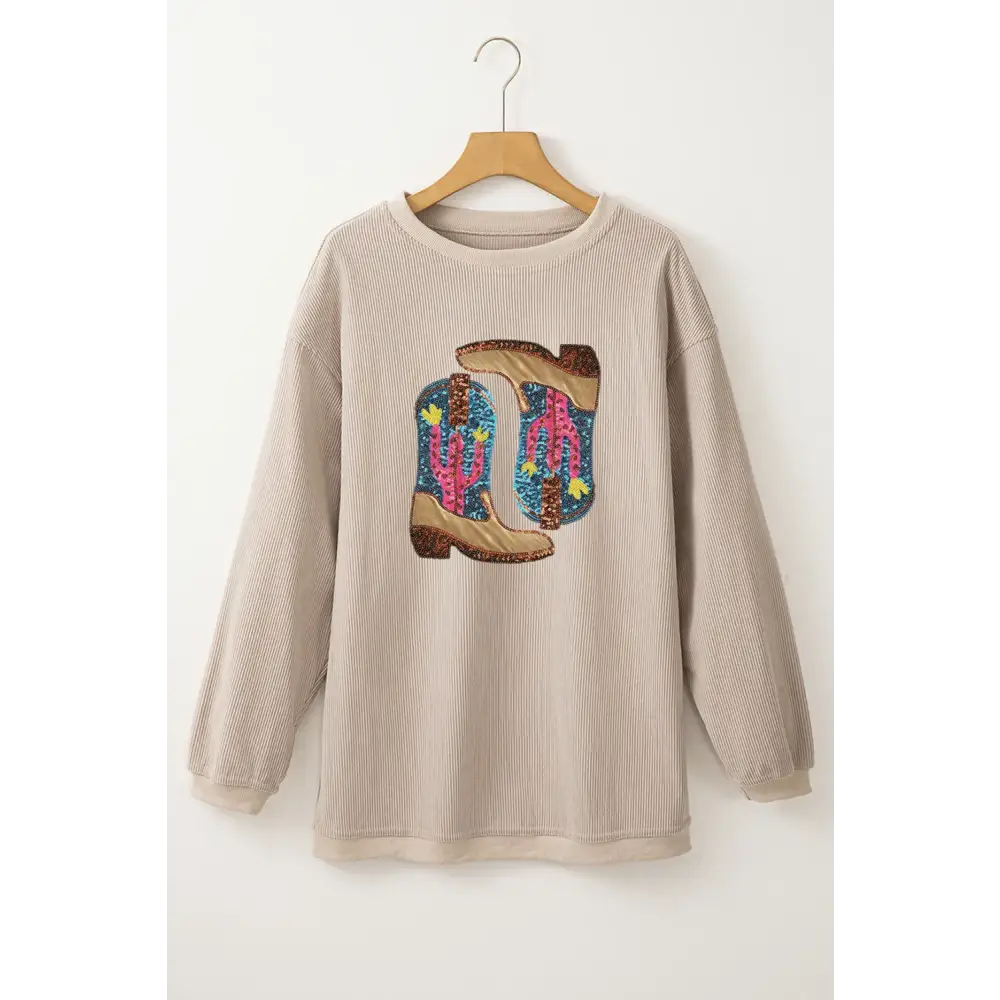 Elevate your wardrobe with luxurious sequin boots and chic sweatshirt $34.99 dazzling sequin detail that adds a touch