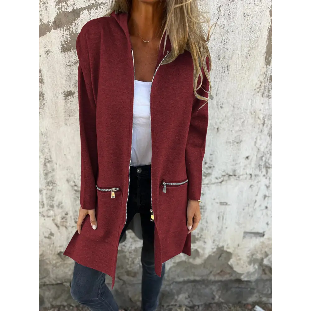 Elevate your wardrobe with a luxury fashion longline hooded jacket $32.99 pocketed - effortlessly combine convenience