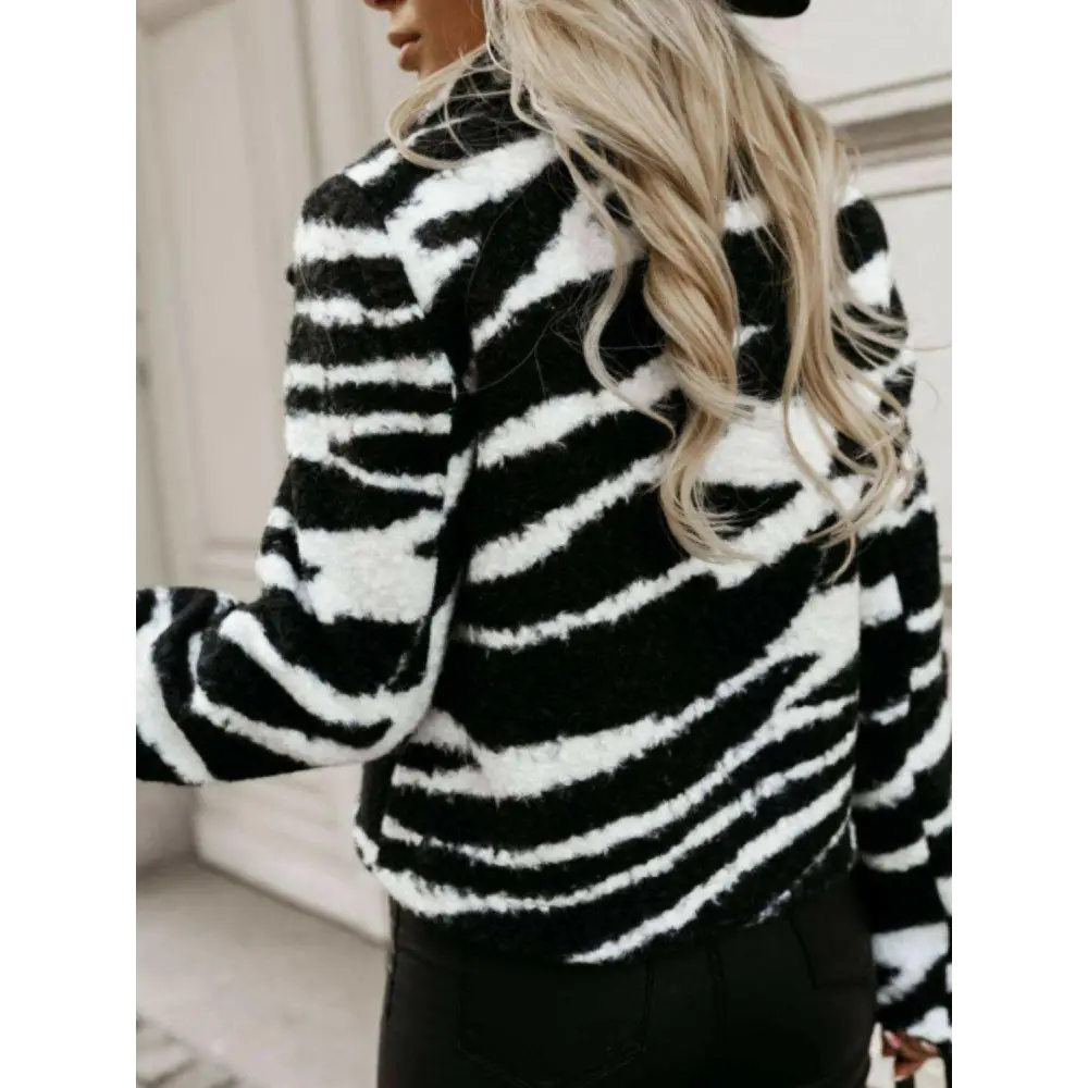 Fuzzy animal print collared coat in timeless luxury fashion for women $49.08 basic style, offering a versatile