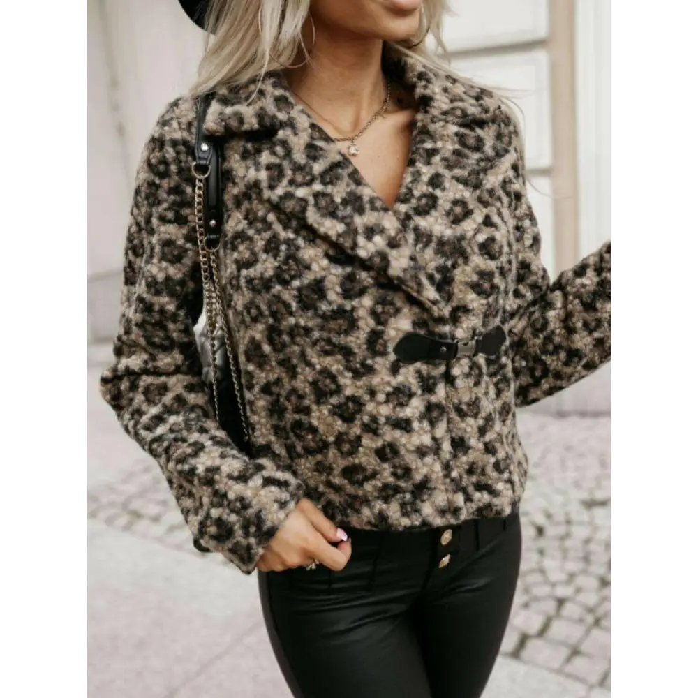 Fuzzy animal print collared coat in timeless luxury fashion for women $49.08 basic style, offering a versatile