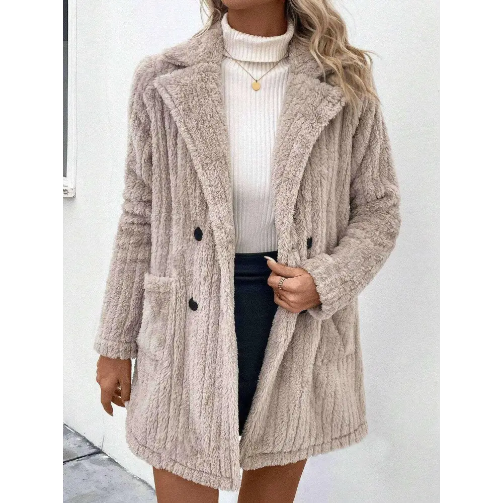 Elevate your wardrobe with luxury fashion for women in a cozy long sleeve coat $42.88 buttoned for a polished look