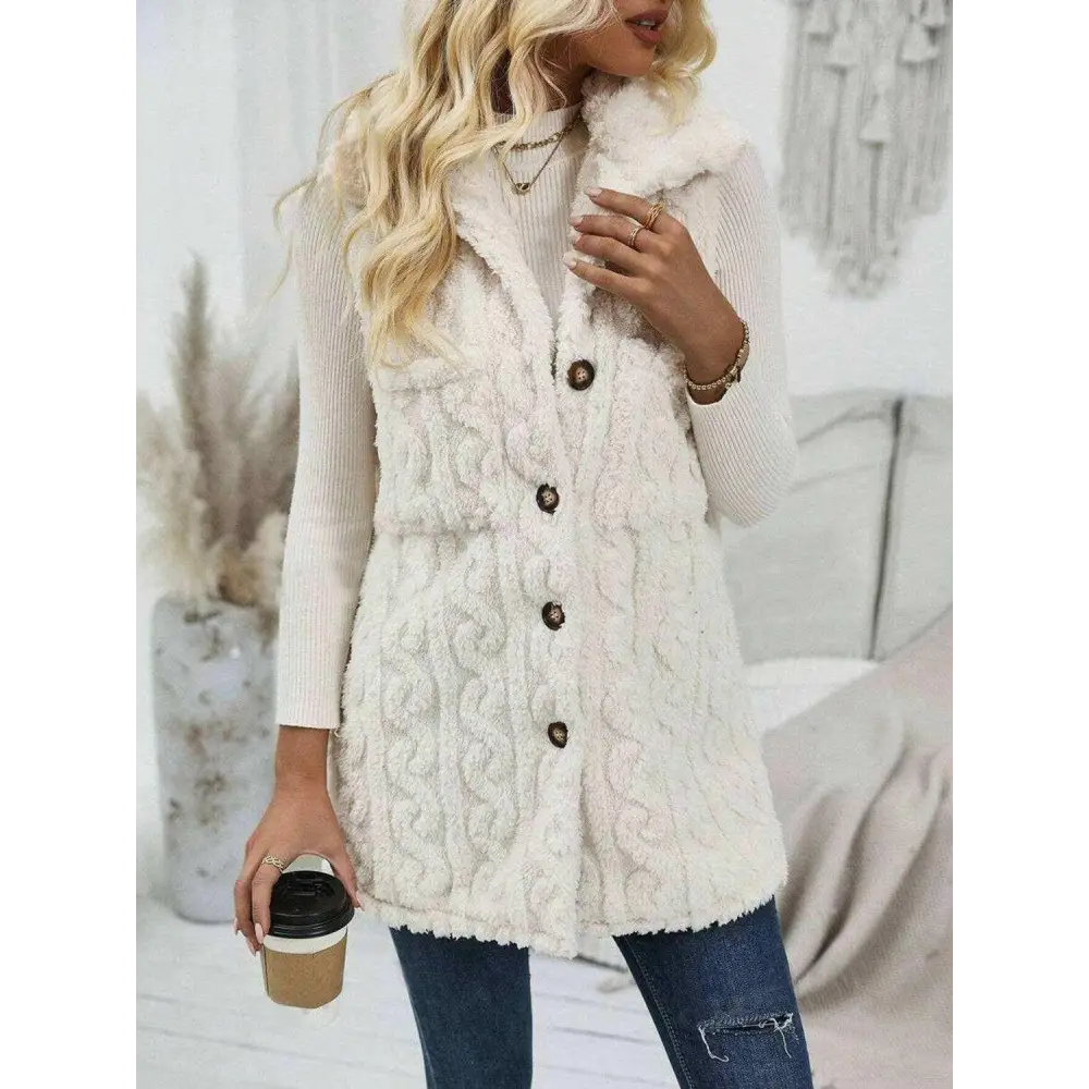 Elevate your wardrobe with the fuzzy button up vest coat for luxury fashion $32.96 experience the elegance of a basic