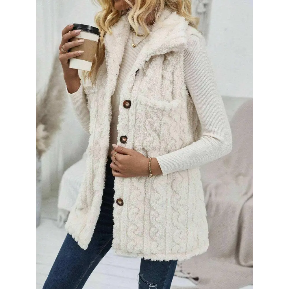 Elevate your wardrobe with the fuzzy button up vest coat for luxury fashion $32.96 experience the elegance of a basic