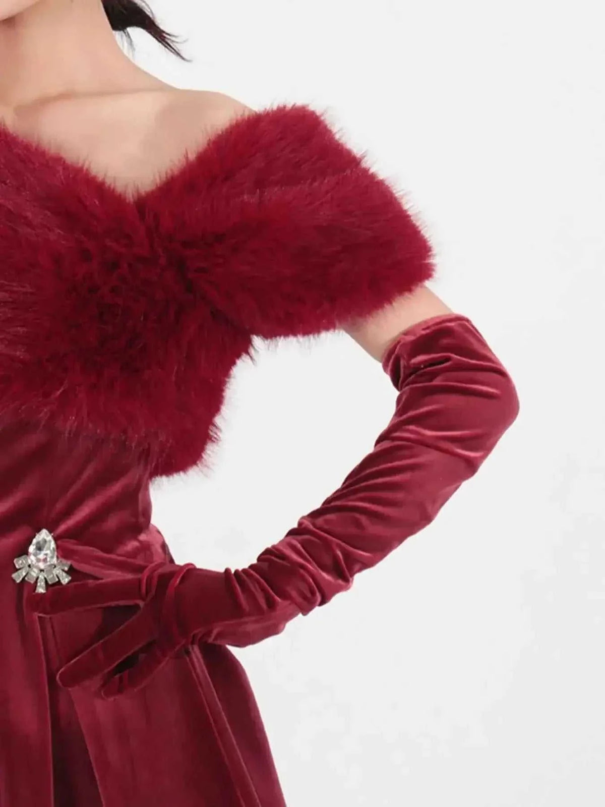 Fuzzy Off Shoulder Mini Dress