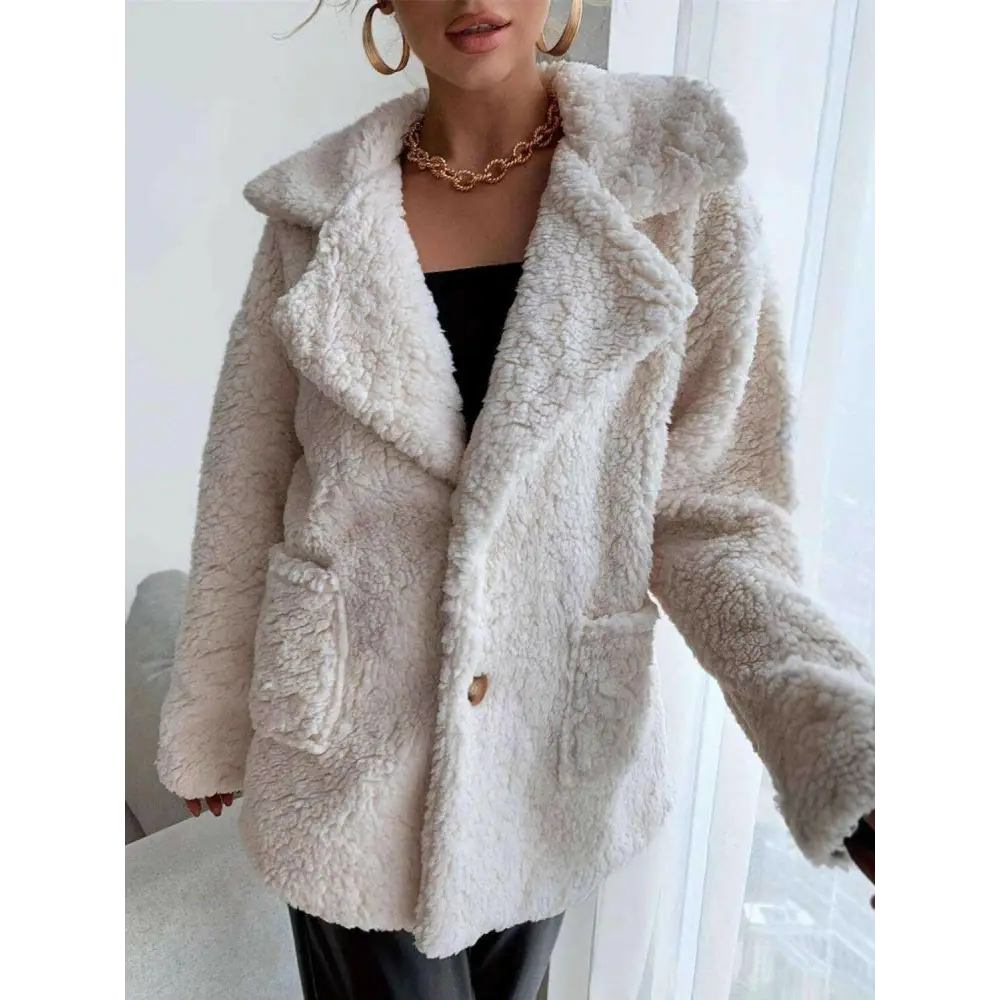 Indulge in luxury fashion for women with the fuzzy open front coat $38.22 buttoned, pocketed for a blend