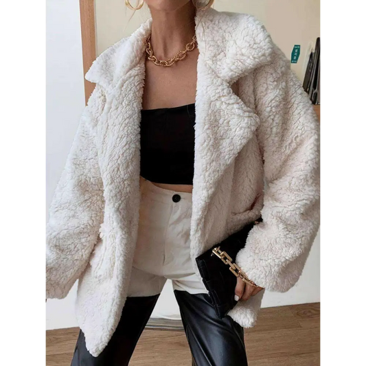 Indulge in luxury fashion for women with the fuzzy open front coat $38.22 buttoned, pocketed for a blend