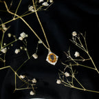 Genuine 2.5 Carat Citrine Diamond Vintage Necklace with Silver Chain