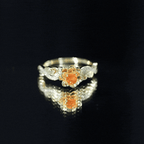 Genuine Citrine Rose Engagement Ring with Diamonds