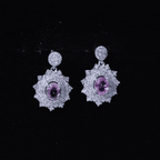 Genuine Pink Sapphire and Diamond Bridal Dangle Earrings