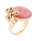 Gifted Pink Rhodonite Golden Bow Ring - Maven Couture IncRings