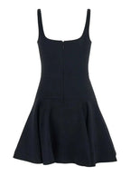 Givenchy Women Black Mini Dress With Flared Skirt And Square Neckline In Viscose Blend Stretch Woman - Maven Couture IncDresses / Cocktail Dresses
