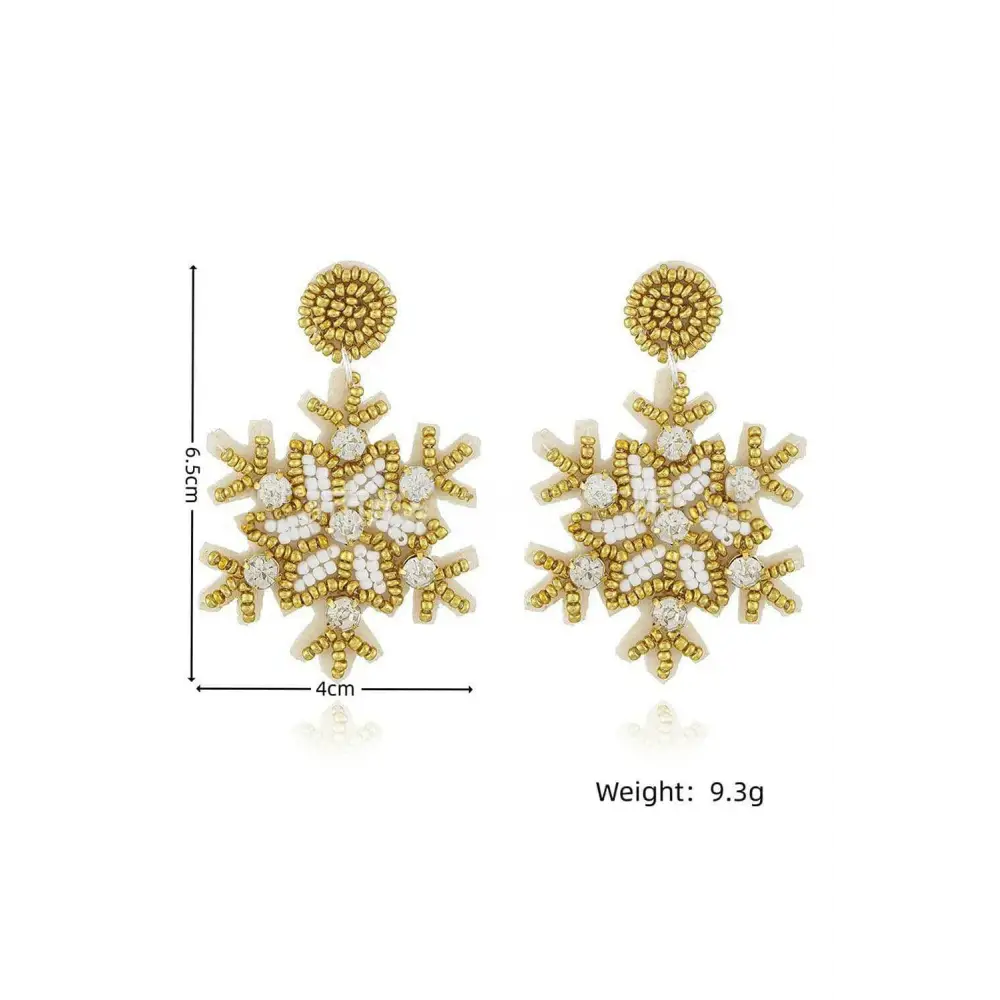 Timeless gold snowflake rhinestone earrings for luxury fashion $15 meter bead • shine this holiday season