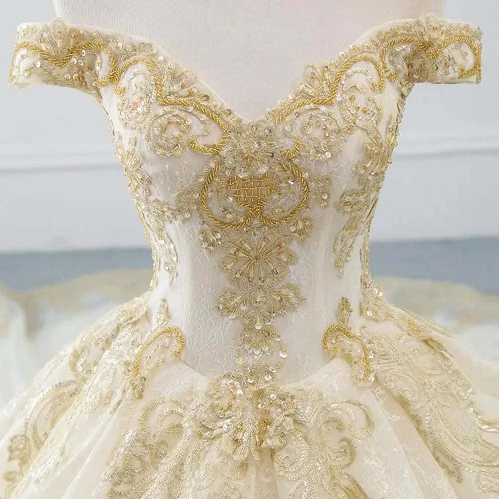Gorgeous Ball Gown Wedding Dress with Beads EDL110