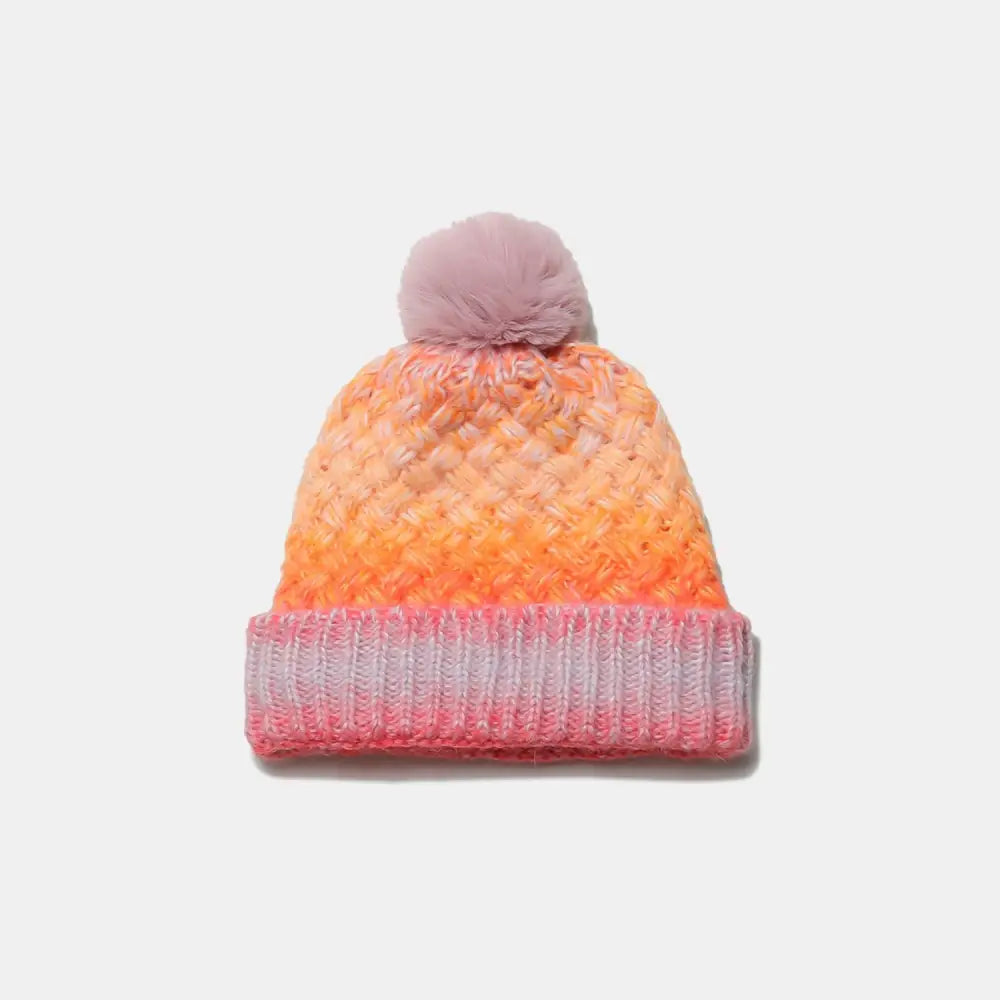 Chic gradient knit hat with pompom for luxury fashion enthusiasts $18.99 1-piece acrylic, polyester imported product